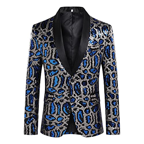 Men's Leopard Sequin Casual Slim Fit Blazer Wedding &Party Jacket3