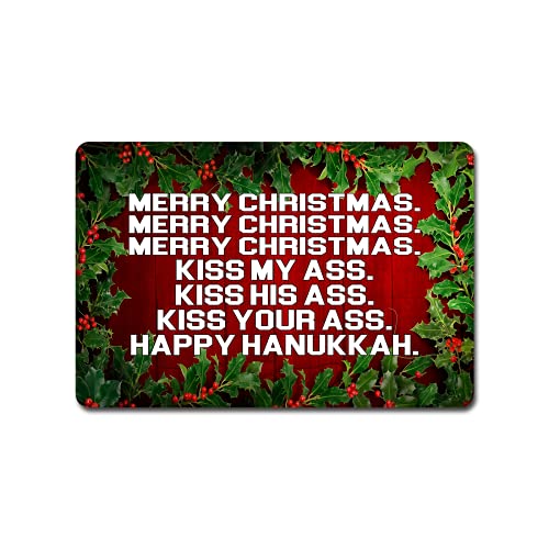 SSanyyL National Lampoons Christmas Vacation Doormat Merry Christmas Kiss My Ass Kiss Your Ass Doormat Holiday Decor Funny Door Mat Non-Slip Rubber 23.6 Inch x 15.7 Inch