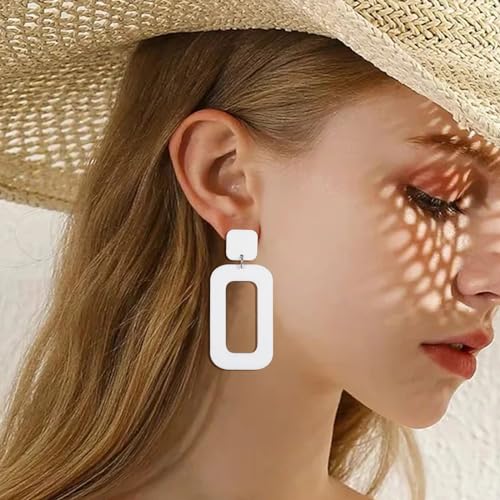 70s Earrings for Women Retro Earrings Acrylic White Earrings for Women Dangle Disco Earrings 70s Jewelry Groovy Earrings 70s Accessories2