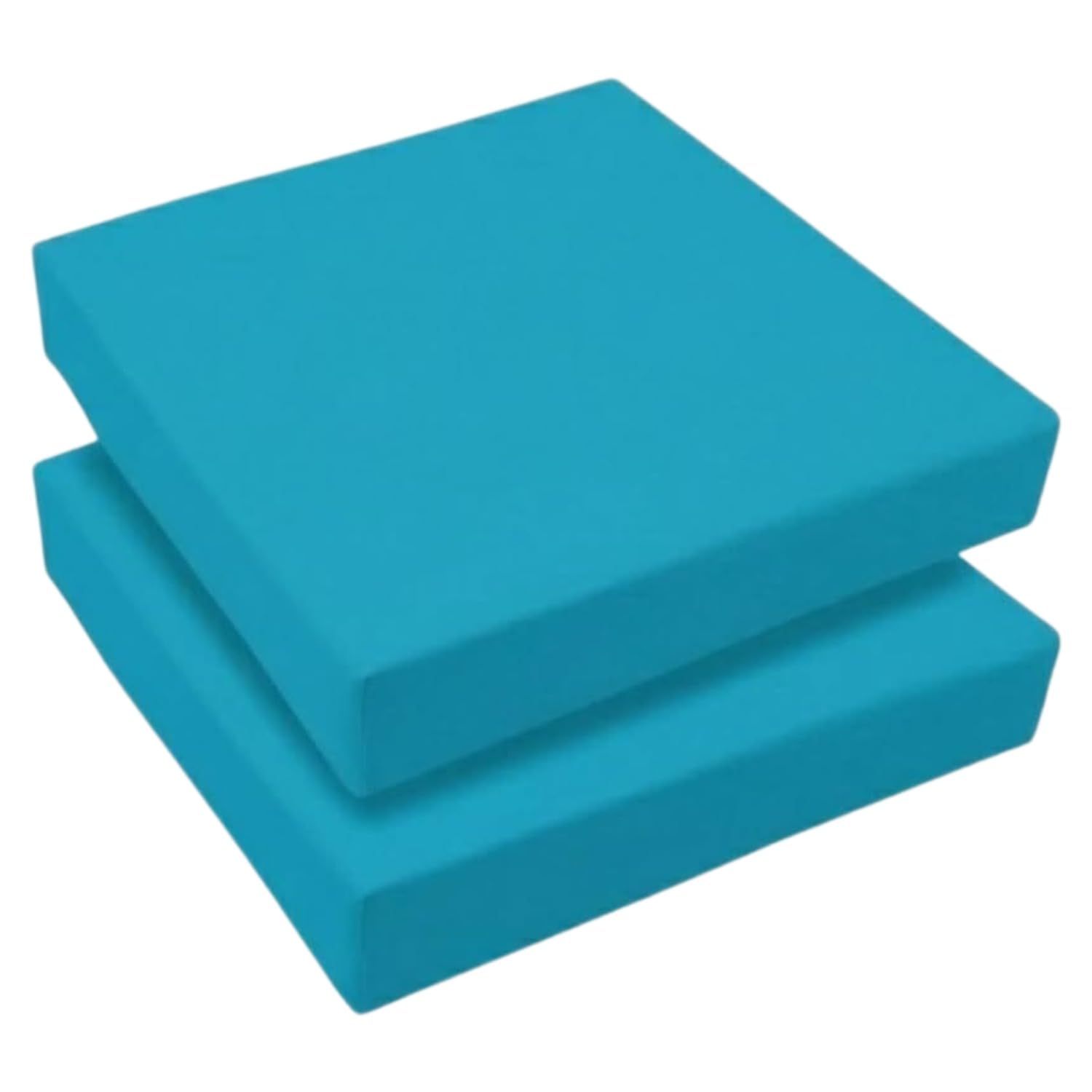 Set of 2 Outdoor Waterproof Chair Cushion Seat Pads Rattan Garden Furniture Seat Cushions For Patio, Garden, Office, Coffee Shop, Dining Room Removable Fabric Zipper Cover (Aqua, 60X60X7cm)