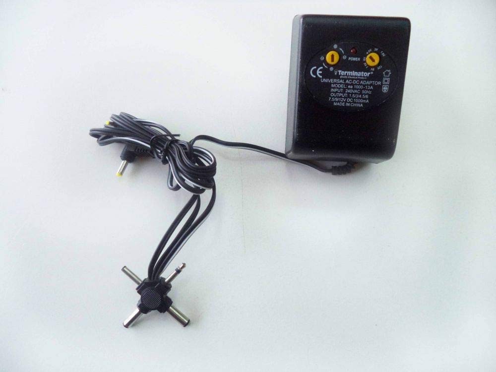 TerminatorAc To Dc 1.5V 3V 4.5V 6V 7.5V 9V 12V Flat 2 Pin Plug Power Supply Adapter 1000Ma