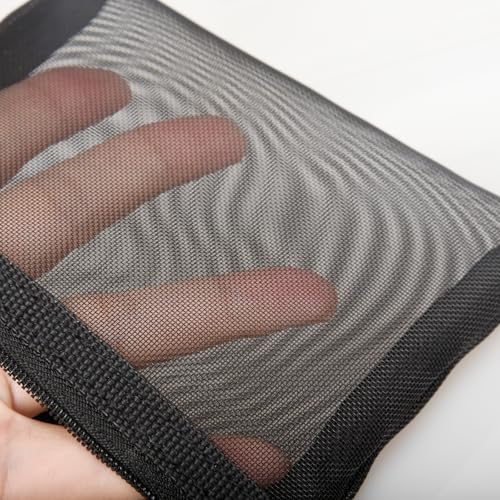 Image of Patu Mini Zipper Mesh Bags, 4 inch x 5 inch, Size S / A7, 5 Pieces, Beauty Makeup Lipstick Cosmetic Accessories Organizer, Small Travel Kit Storage Pouch, Black