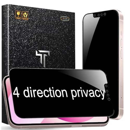 Image of TitanEdge True Privacy Tempered Glass Screen Protector Guard Compatible for iPhone 16e / 13 /14 / 13 Pro, 9H Hardness, Easy Installation Kit, 4-Way 360, Anti-Spy - 1 Pack