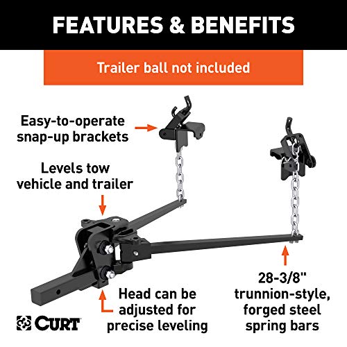Curt 17332 Short Trunnion Bar Weight Distribution Hitch, Up To 10K, 2-Inch Shank #TOP2