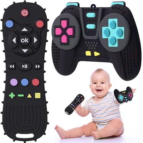 TIEDXIOY Baby Teething Toys Chew Toy,【BPA Free,CPC-Certified】 Silicone Remote Control and Game Controller Teethers for Toddlers, Infants, Boys, Girls, Baby's Christmas Gift