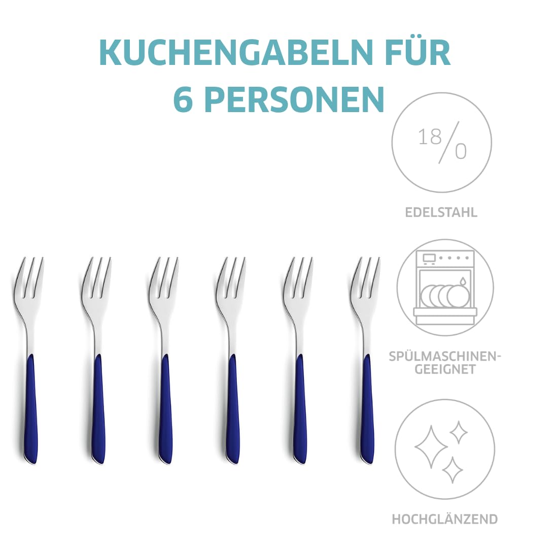 Kuppels Prisma Set van 18/0 roestvrij staal, 6-delig, voor 6 personen, hoogwaardige kunststof handgrepen in indigoblauw, roestvrij en vaatwasmachinebestendig Kuppels Prisma Set van 18/0 roestvrij staal, 6-delig, voor 6 personen, hoogwaardige kunststof handgrepen in indigoblauw, roestvrij en vaatwasmachinebestendig