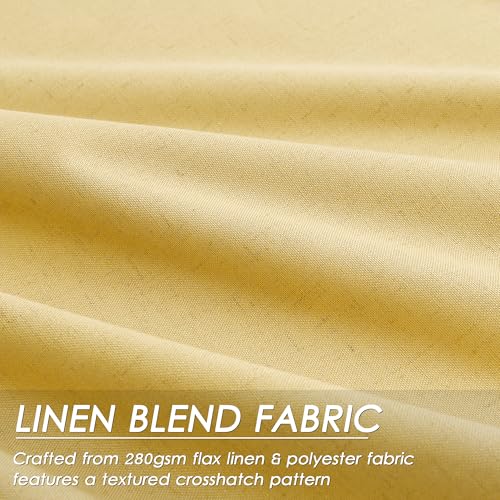 Image of Nanspring Gold Yellow 100% Blackout Linen Curtains 96 Inches Long for Bedroom Back Tab Thermal Insulated Modern Farmhouse Decor Black Out Curtain for Living Room Dining Room Drapes 52x96, 2 Panels