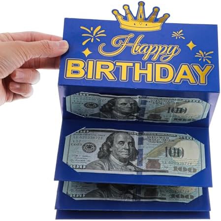 Yuanchu Birthday Money Envelope for Cash Gifts, Blue Gold Happy B...