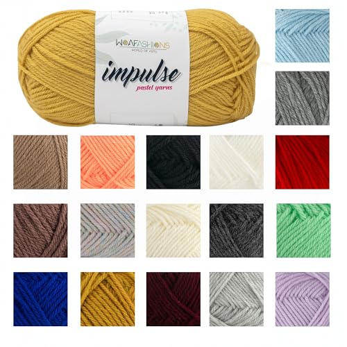 Image of WOAFashions Impulse Hand Knitting & Crochet Yarn, Premium Acrylic, 4 : Medium (Dandelion) (2x100gms / 3.5oz / 200mtr / 218yds)