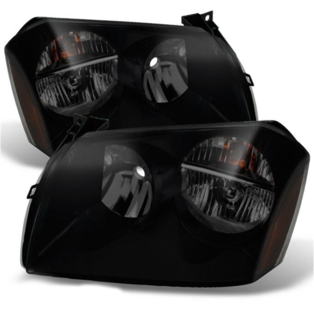 YIZISECCE 2pcs Headlight Left Right Side Smoked Lens Black Housing Smoke Headlights for Dodge for Magnum R/T/SE/SXT 05-07 & SRT8 06-07 4806059AE CH2502166 125-8576