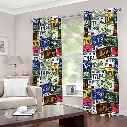 Rideaux de fenêtre isolants avec impression de plaque d'immatriculation rétro lot de 2 - 3