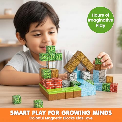 Image of Priyadarshi Magnetic Tiles for Kids & Toddlers | 75 Pcs Building Blocks STEM Montessori Toy for Boys & Girls Age 3+ | Magnetic Cubes Set for Creative Learning & Sensory Play