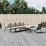 Festnight Muebles de Jardín 7 Piezas de Acero,Muebles Terraza Exterior Pequeña, Sofa de Terraza, Sofá de Esquina para Jardín, Muebles de Jardín para Balcón con Cojines (Arena)#2