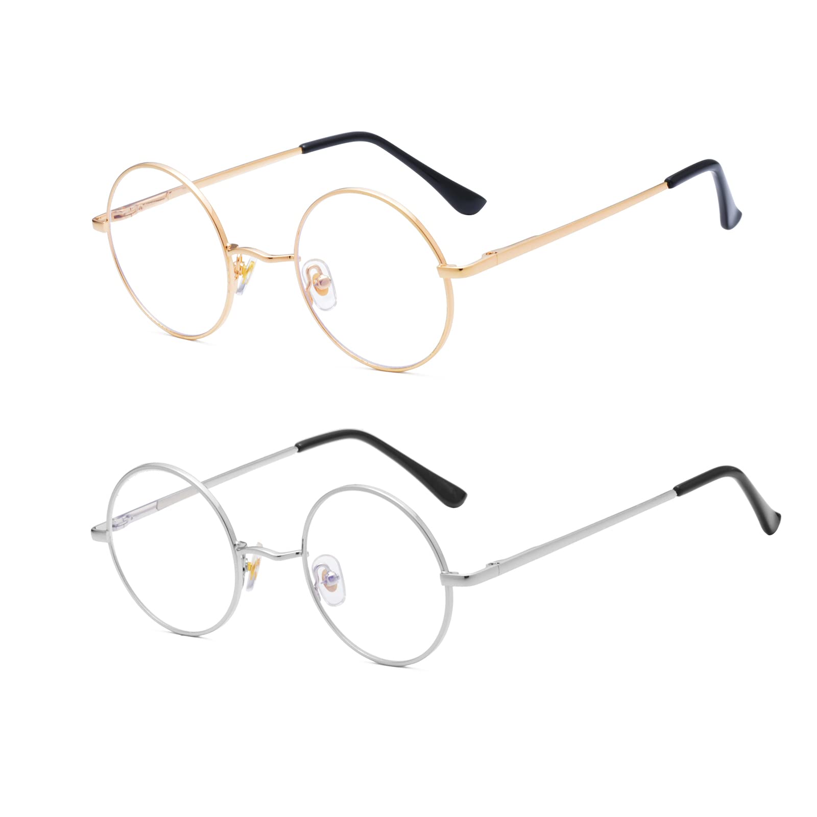 AZorb Blue Light Blocking Glasses for Women Men Retro Round Metal Frame Eyeglasses