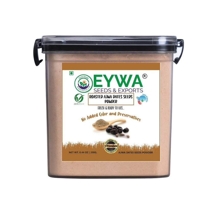 Ajwa dates Roaasted seeds powder (200 gm) khajoor seeds powder in attractive airtight storage containers by Eywa-image-45