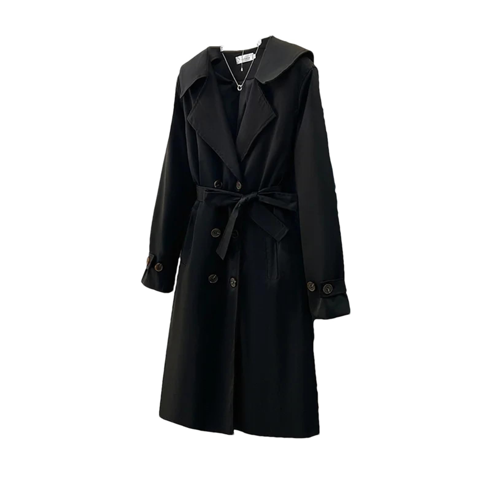 Eleganter zweireihiger Damen-Trenchcoat mit langen Ärmeln, mittellang, Windbreaker