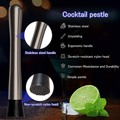 Stainless Steel Cocktail Muddler, Set of 2 Bar Tools Essentials for Home Bar Tools Bartender Tool Kit and Cocktail Shaker - Image 4
