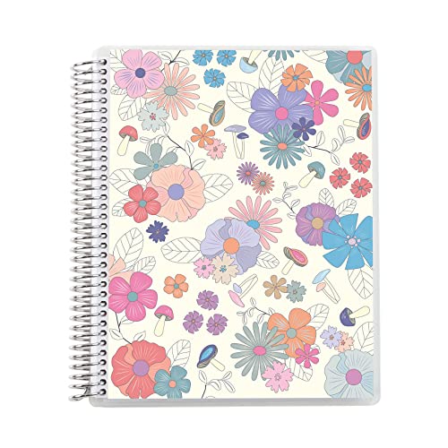 A5 Spiral Bound College Ruled Notebook – Groovy Blooms – 160 Lined Pages Note Taking & Writing Notebook. 80Lb Thick Mohawk Paper Resists Ink Bleed by Erin Condren.