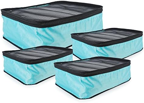 TraveltoGO 4-Piece Mesh Travel Packing Organizer Cube Set, Blue