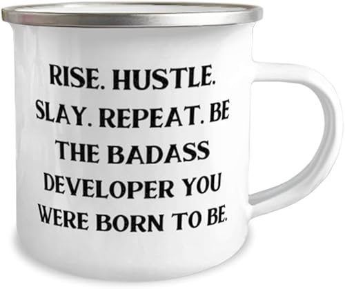 Miniatura 2 de Sarcastic Developer - Taza para caravana de 12 onzas, RISE. HUSTLE. SLAY. REPEAT. BE THE BADASS Developer You, divertido para compañeros de trabajo