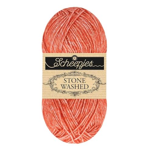 Image of Scheepjes Yarns - Stone Washed Yarn 2025, Superwash Cotton Blend, 50 g / 1.75 oz (843 - Realgar Red)