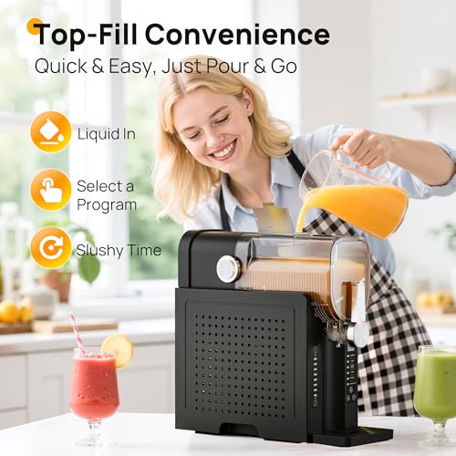 slushie machine no ice needed slushy machine for home frozen drink maker with 6 preset programs for margaritas frapps milk shake and more led display self-cleaning ad03 black