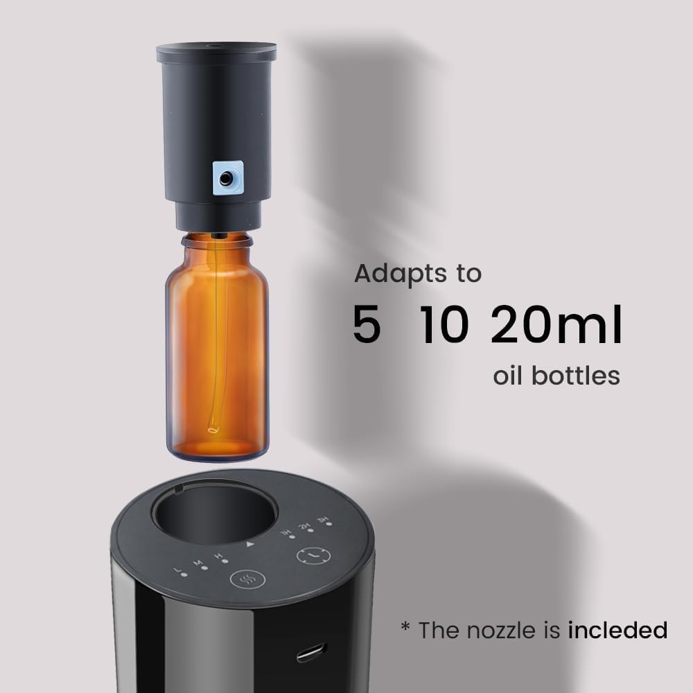 Cavir Diffusore per Oli Essenziali Senz'Acqua - Macchina per Aromi Portatile e Mini - Ricaricabile USB - Timer 1/2/3H con Spegnimento Automatico - 3 Livelli di Nebbia - Per Casa, Auto e Ufficio