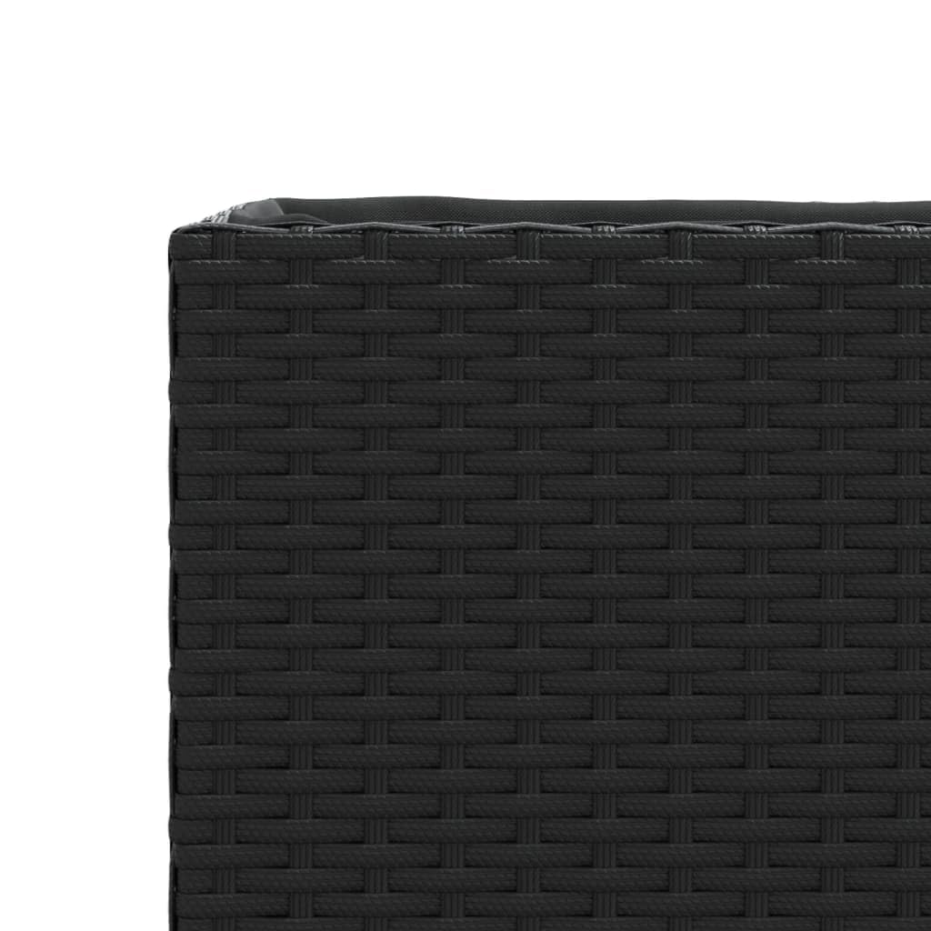 vidaXL Jardinière avec 2 Pots Noir 90x20x40 cm résine tressée, jardinière d'extérieur, bac à Fleurs, bac à tomates, jardinière de terrasse