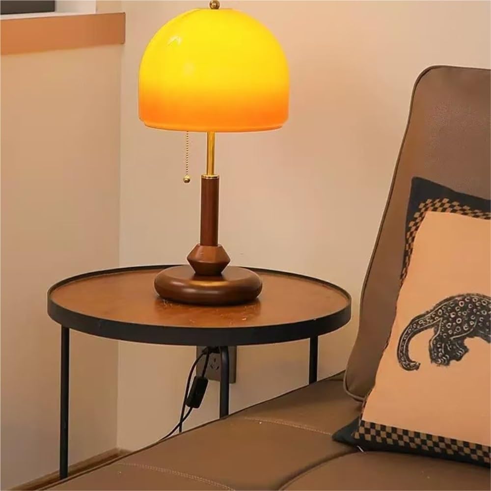 Lampada da tavolo in legno Mid-Century, luce ambientale da comodino