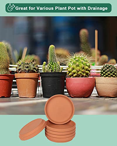 6 Inch Middle Terracotta Pot Plant Saucer - 6Pcs Middle Round Plant Pot Saucers, Middle Clay Plant Tray Perfect For 5 Inch 5.5 Inch 6 Inch Flower Pot With Drainage Hole And Great For Indoor Or Outdoor #TOP4