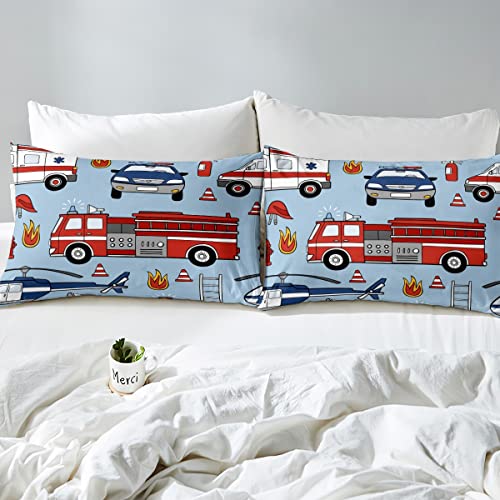 Housse de couette véhicules de police et pompier Manfei pour lit enfant - 6
