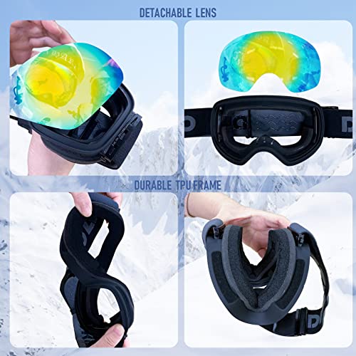 Image of Ski Goggles Anti Fog UV Protection Double Layer Spherical Lens Snow Snowboard Goggles for Women Men Youth