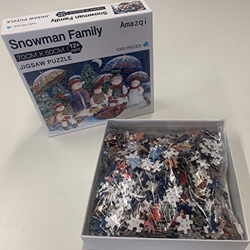 Amazqi Christmas Jigsaw Puzzles 1000 Pieces for Adult, Snowman Family, Hard Difficult Jigsaw Puzzles Set, Best Jigsaw Puzzles Game (30x20 inch)