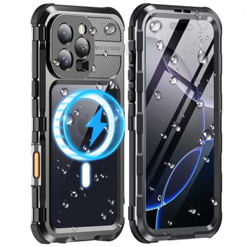 WIFORT Funda para iPhone 16 Pro Impermeable, Carcasa Antigolpes Antipolvo con MagSafe [IP68 Waterproof Sumergible], 360 Grados Militar Funda Estanca Acuatica con Protector de Pantalla Integrado 6.3"