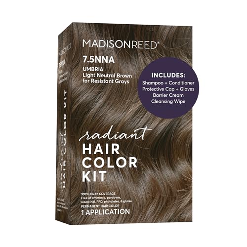 Madison Reed Radiant Hair Color Kit - 7.5NNA Light Neutral Brown (Umbria Brown), Permanent Hair Dye for Resistant Grays, 100% Gray Coverage | PPD-Free &...