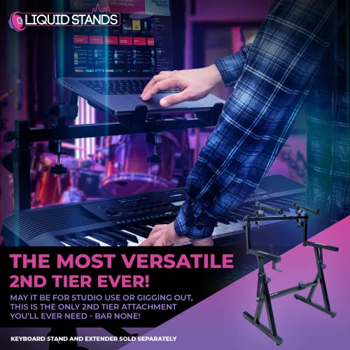 Liquid Stands 2 Tier Keyboard Stand Attachment - Adjustable Electric Digital Piano Stand For 54 - 88 Key Music Keyboards & Synths - Double Stand Extender For Square Tube Z Style Stands #TOP7