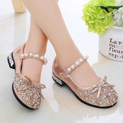 IWIHMIV Girls Dress Shoes Comfortable Mary Jane Shoes for Girl Ballet Low Heels Back to School Princess Wedding Shoes2