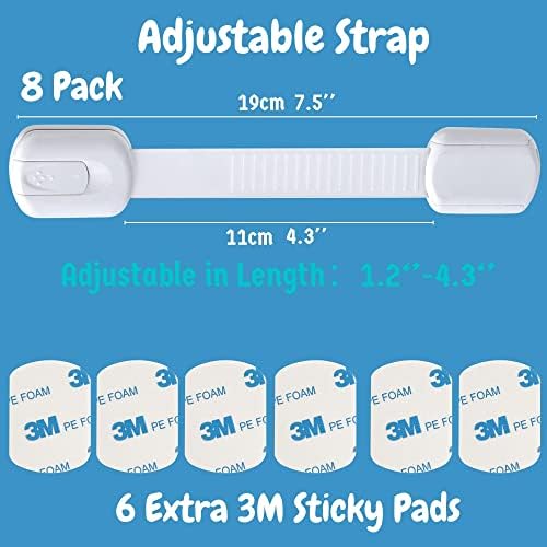 LifenC Adjustable Child Safety Locks, 8 Pack Baby Proof Your Cabinets with No Trapped Fingers, Easy Install, No Tools Needed