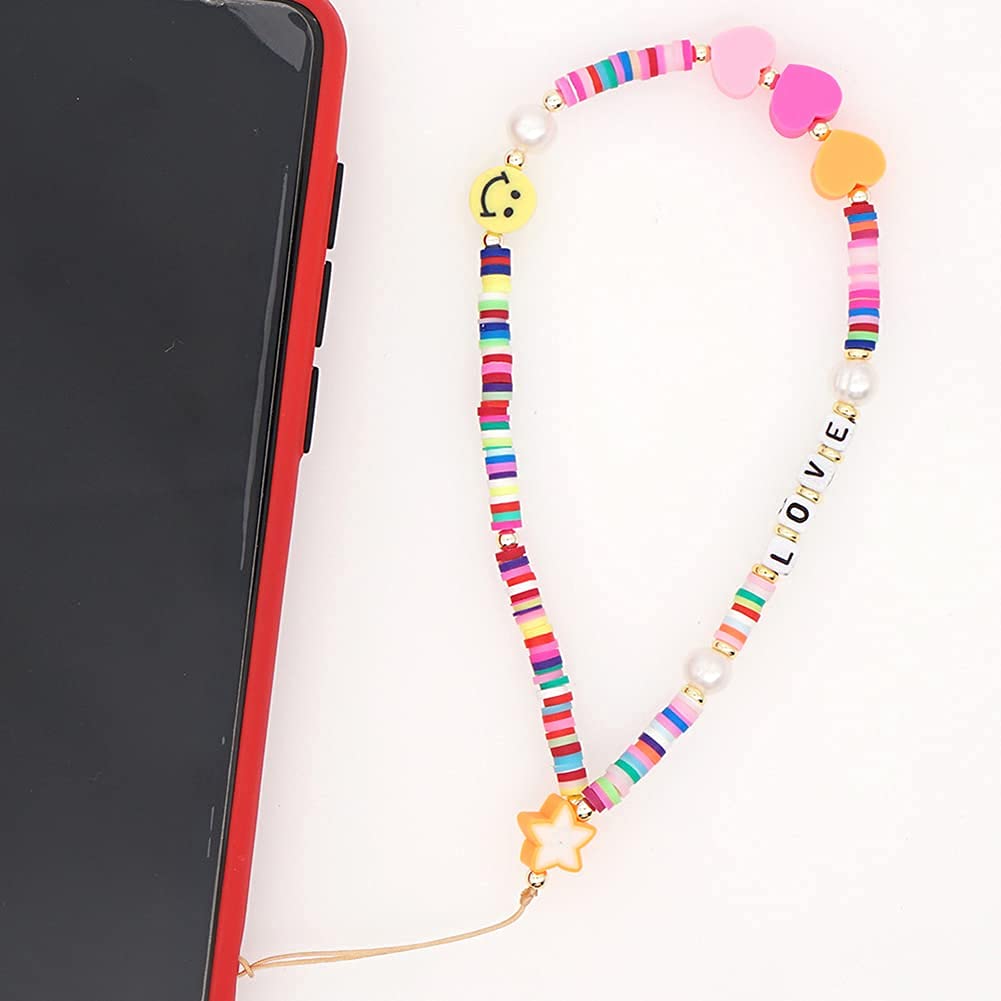 Uposao Pendentifs pour Téléphones Portables Chaîne Anti-Perte pour Téléphone Portable Bohême Bijou De Telephone Fleur Fruits en Charme Acrylique Chaîne De Téléphone pour Femmes