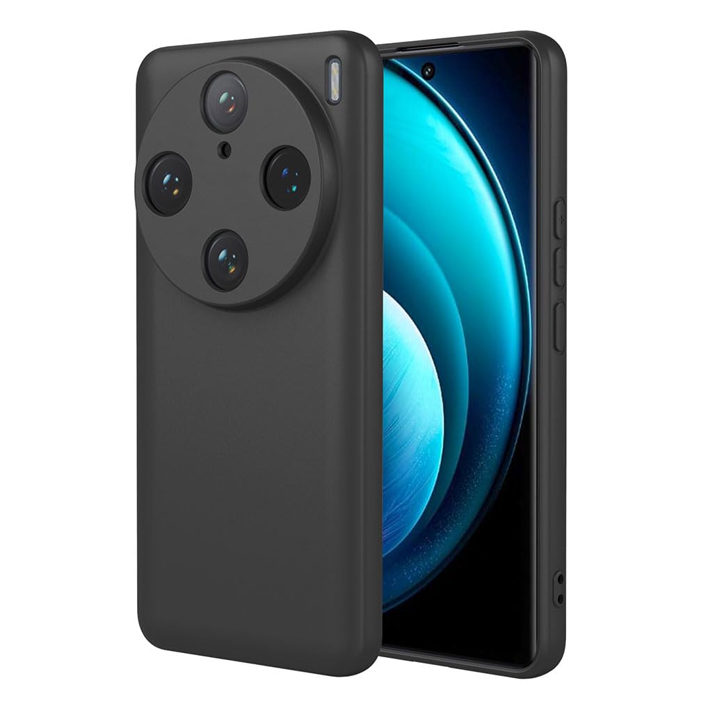 Case for Vivo X100 Pro, Ultra Thin Silky-Soft Touch Soft Liquid Silicone Phone Cover with Shockproof Airbag Design, Premium TPU Bumper Fashion Case - Black