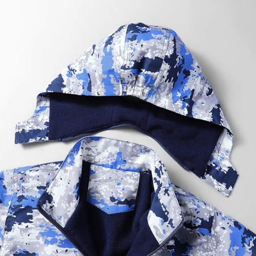 image for MGEOY Boys Rain Jacket Lightweight Waterproof Hooded Fleece Lined Rain