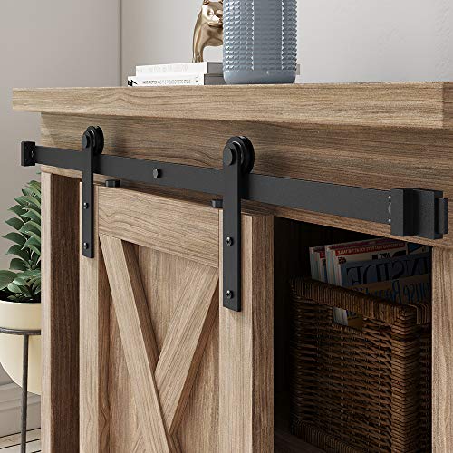 FREDBECK 3FT Mini Cabinet Sliding Barn Door Hardware Kit Single Door -TV Closet(No Cabinet) - Thumbnail 6