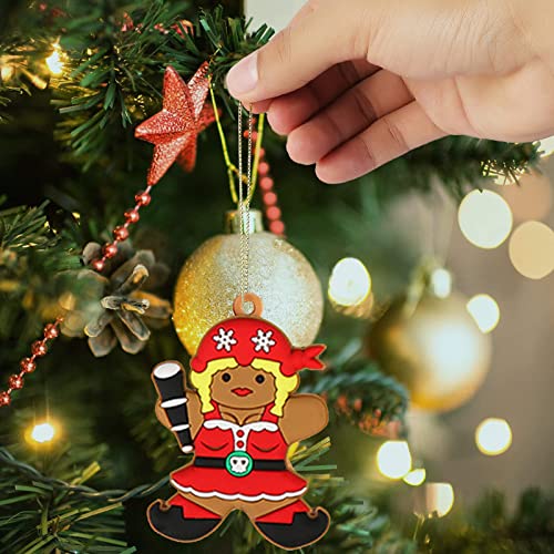 12 Pcs Buccaneer Christmas Gingerbread Man Hanging Ornament Christmas Tree Decoration Assorted Plastic Pirate Gingerbread Figurines Doll Hanging Pendant For Christmas Tree Party Supplies Home Decor #TOP4