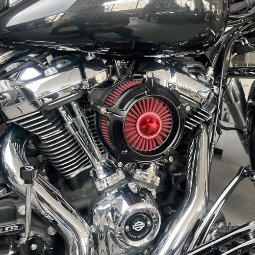 For harley davidson Sportster Air Cleaner filter street road glide M8 softail dyna 103 107 air intake Road King touring (OPS Black - Red -Red spike, Model B : Softail 93-15,Touring 00-07) by NicMachine - Used condition - Image 4