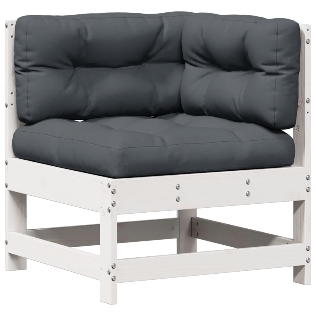 vidaXL Garten Lounge Set 5-TLG., Gartenmöbel mit Kissen Latten-Design, Sitzgruppe für Garten Terrasse, Modular Sofa Garnitur, Weiß Massivholz Kiefer