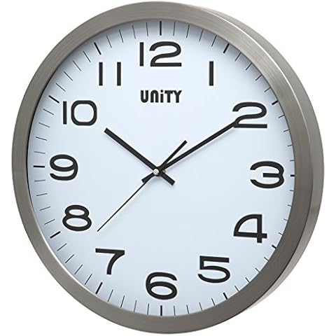 Unity UNSW240 Manhattan Metal Wall Clock, Silver, 40 x 40 x 3 cm Cover