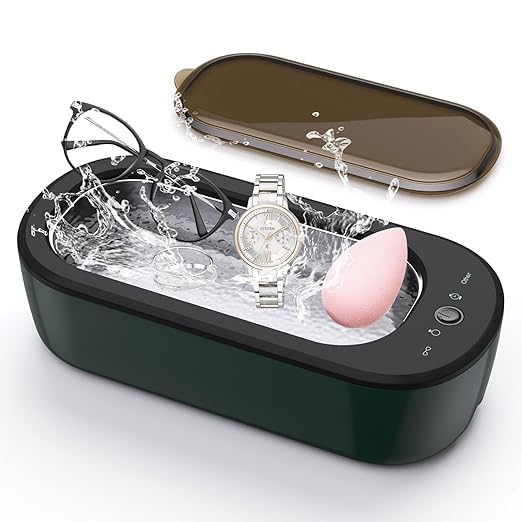 BubbacareLimpiador ultrasónico para gafas, 50 W, dispositivo de limpieza ultrasónica, con 4 modos, dispositivo de limpieza ultrasónica, gafas, 47 kHz, baño ultrasónico para gafas, relojes