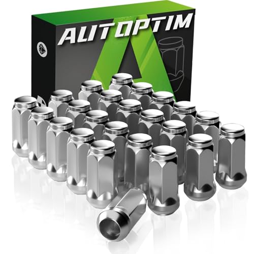 Image of AUTOPTIM 24Pcs M14x1.5 Lug Nuts - Replacement for 1999-2025 Chevy Silverado 1500, 2009-2025 Traverse, 2015-2025 Colorado, 1988-2025 GMC Sierra 1500, 2006-2025 Acadia, Chrome Aftermarket Lug Nuts