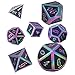 Schleuder Juego de Dados de Dungeons and Dragons de 7 Piezas, Dados de Metal Poliédrico, Juegos de rol de Mesa, Mazmorras y Dragones, Enseñanza de Matemáticas. (Colorful - Black)
