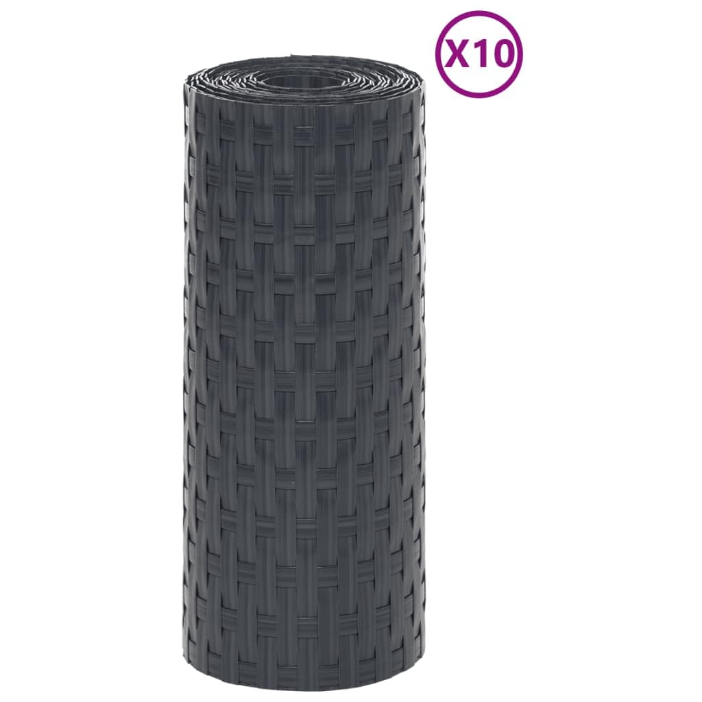 Paravents de Balcon 10 pcs Anthracite 255x19 cm résine tressée,Quincaillerie,Clôtures & barrières,Panneaux de clôture,3.81 kg-156311